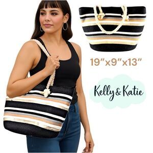 Soft rope handle beach or baby bag. Striped Tote Large Beach bag. Boating